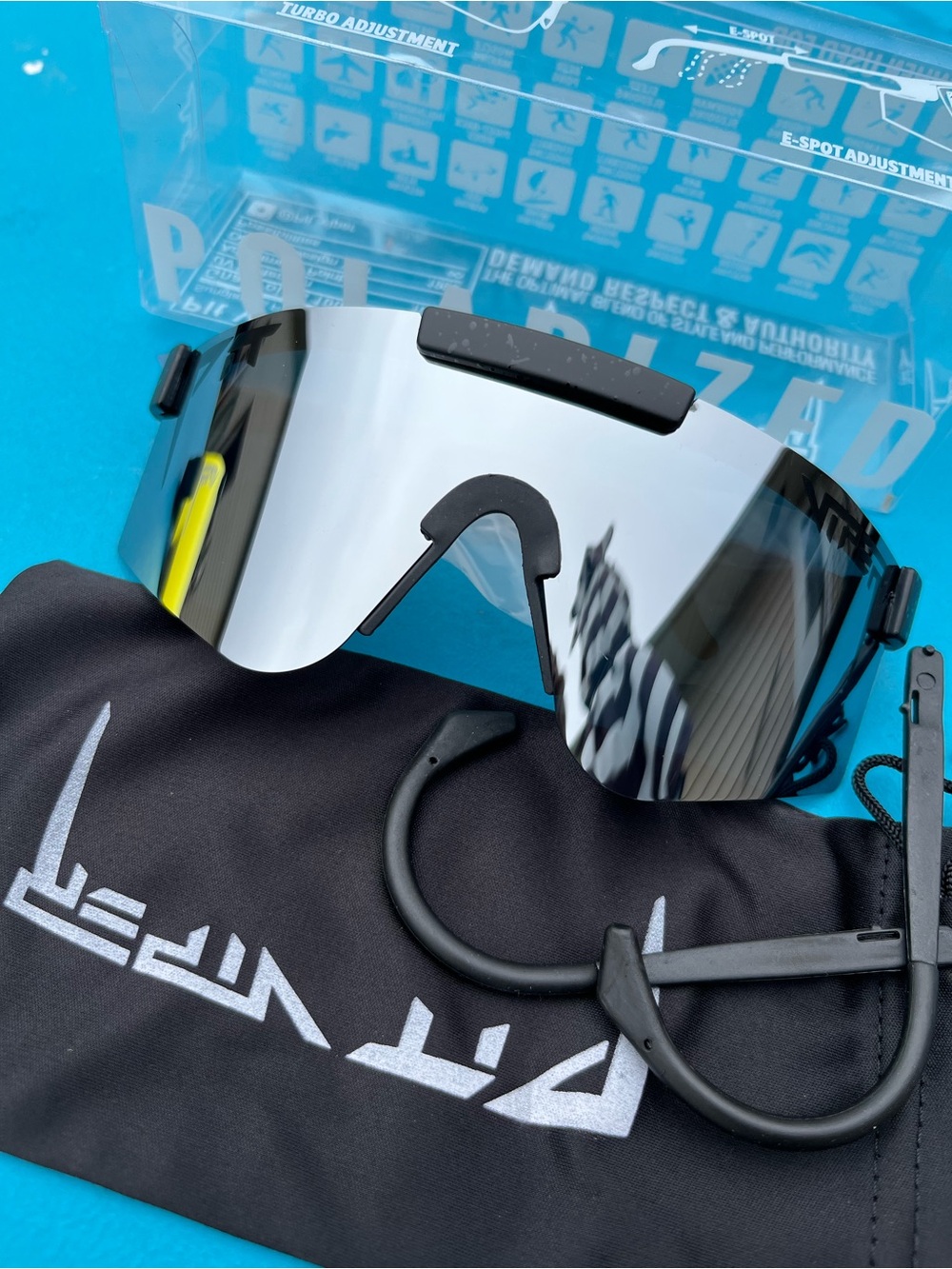 Pit Viper Mirrored Shield Sunglasses - Silver Lens with Black Accents